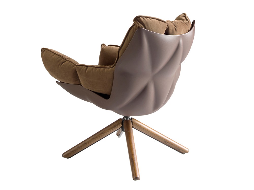 Sillón giratorio Ángel Cerdá 5104 tapizado en tejido aterciopelado marrón - 3