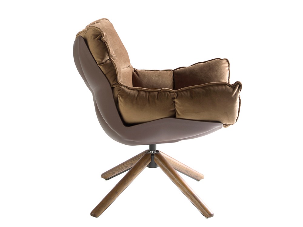 Sillón giratorio Ángel Cerdá 5104 tapizado en tejido aterciopelado marrón - 4