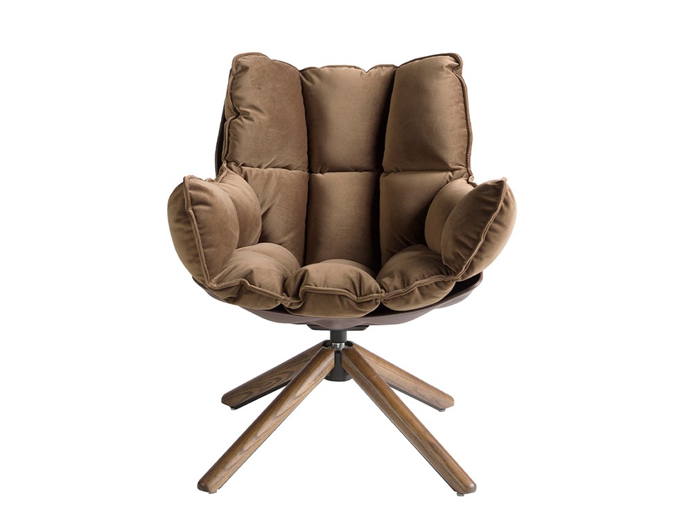 Sillón giratorio Ángel Cerdá 5104 tapizado en tejido aterciopelado marrón - 5