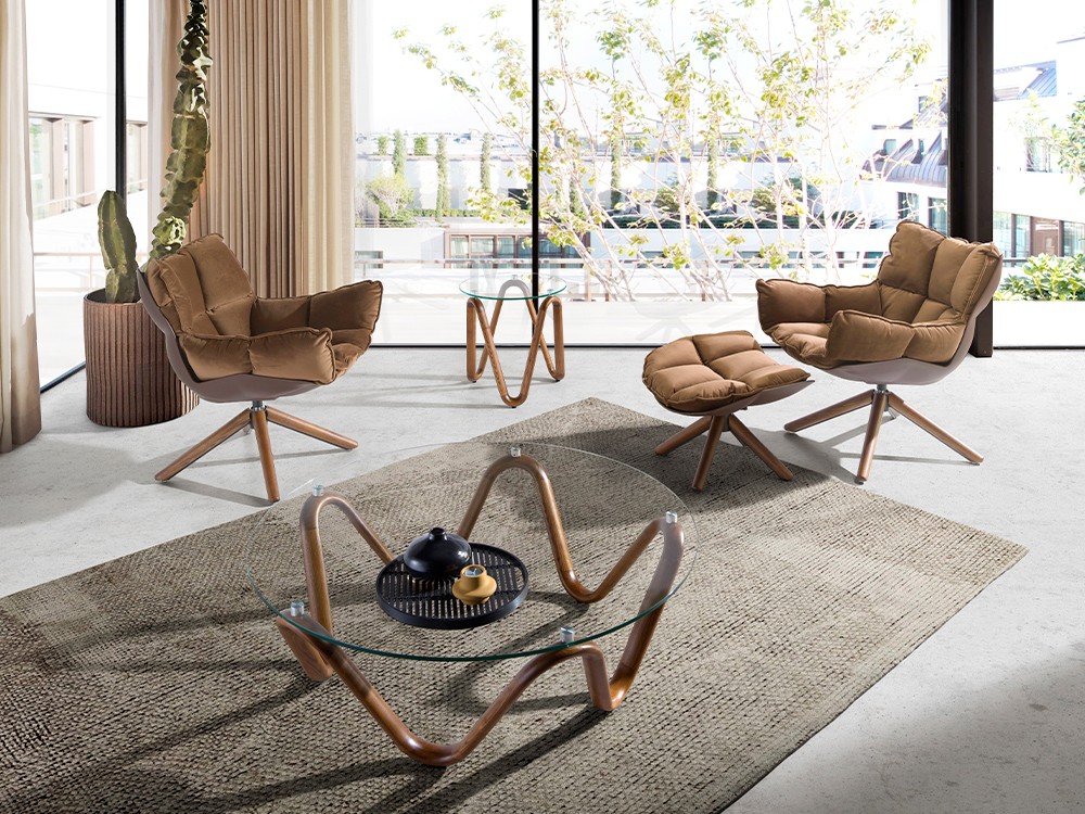 Sillón giratorio Ángel Cerdá 5104 tapizado en tejido aterciopelado marrón - 14