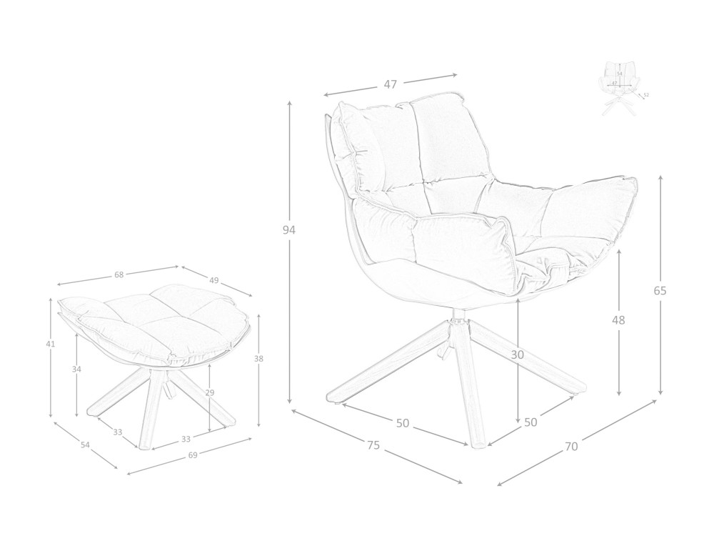 Sillón giratorio Ángel Cerdá 5104 tapizado en tejido aterciopelado marrón - 13