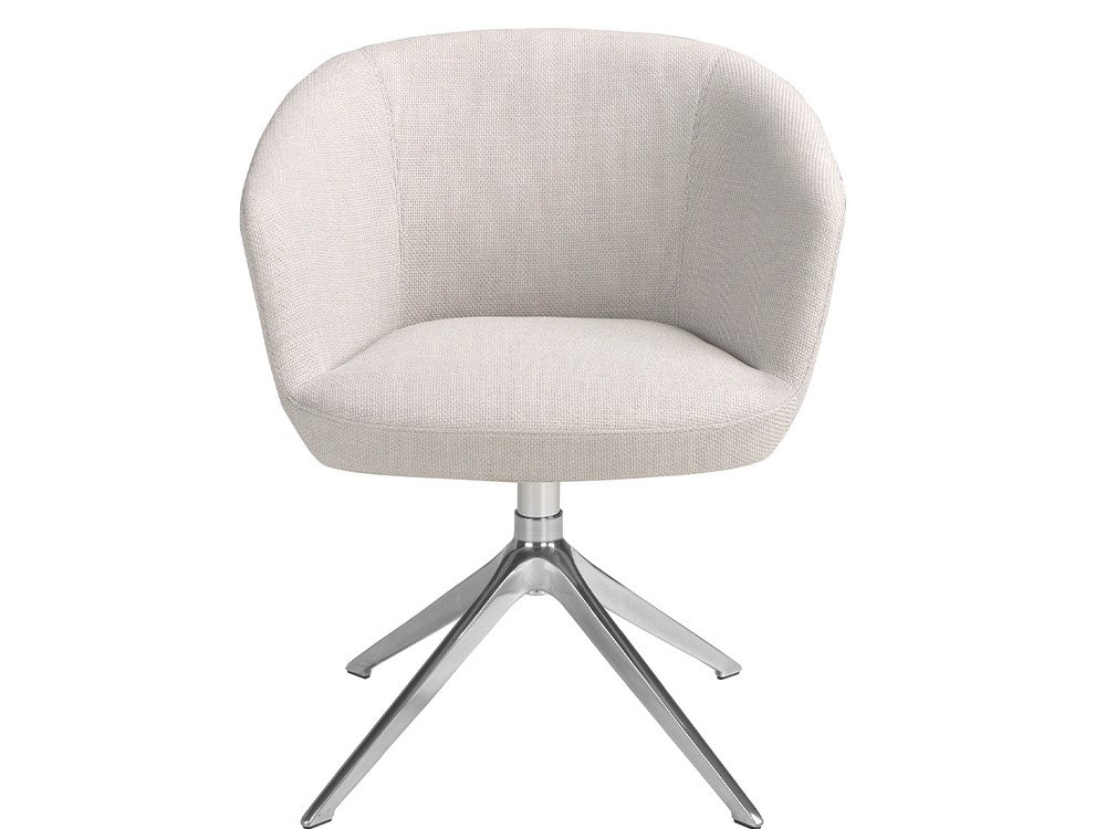 Silla giratoria Ángel Cerdá 4133 tapizada en tela gris con base cromada - 5
