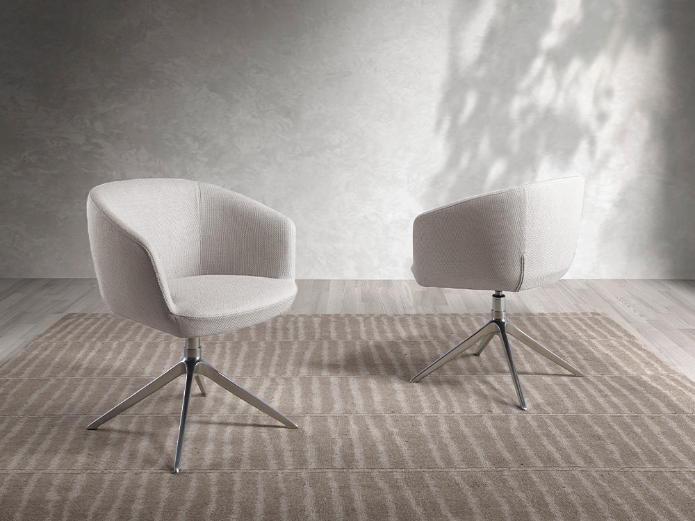 Silla giratoria Ángel Cerdá 4133 tapizada en tela gris con base cromada - 2