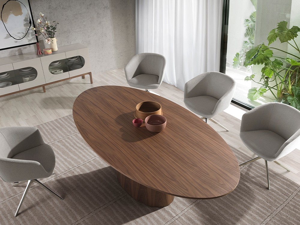 Silla giratoria Ángel Cerdá 4133 tapizada en tela gris con base cromada - 7