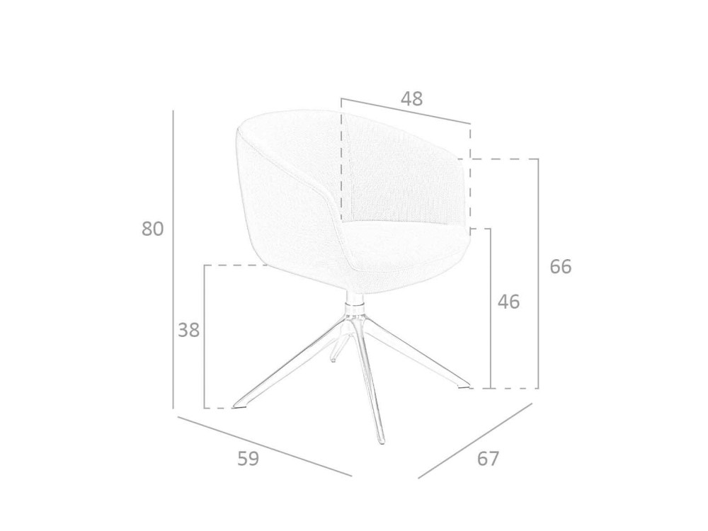 Silla giratoria Ángel Cerdá 4133 tapizada en tela gris con base cromada - 6