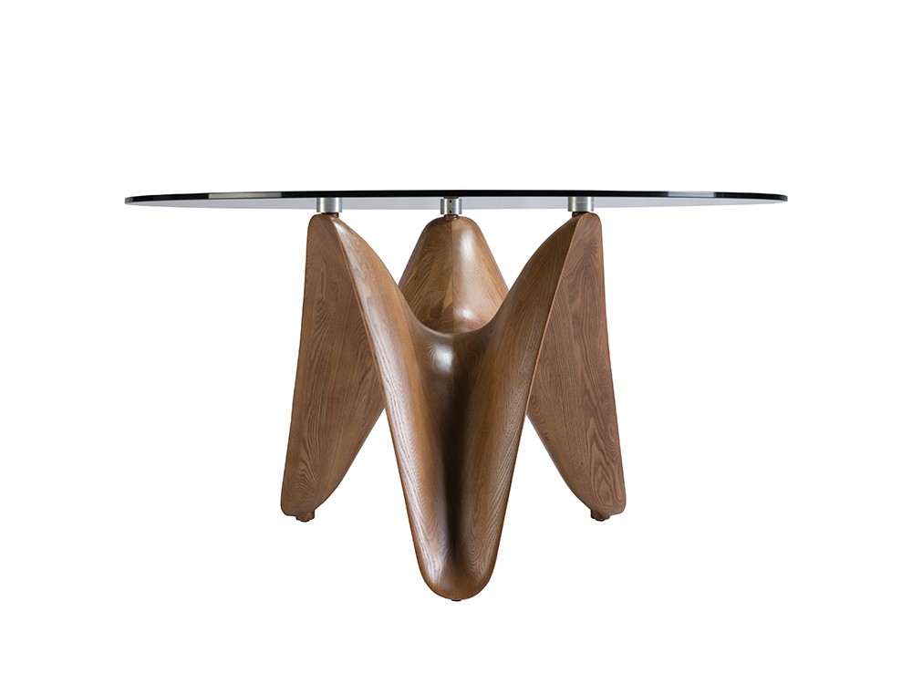 Mesa redonda de comedor Ángel Cerdá 1126 con sobre de cristal y patas de madera - 3