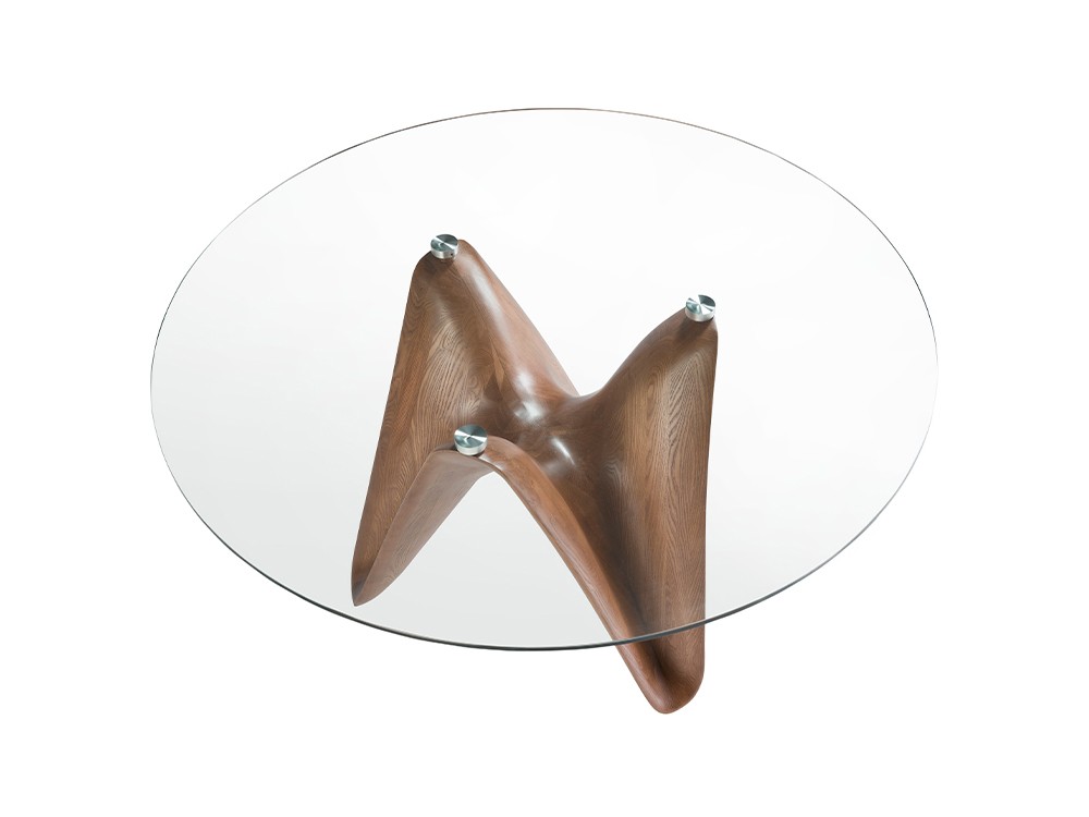 Mesa redonda de comedor Ángel Cerdá 1126 con sobre de cristal y patas de madera - 4