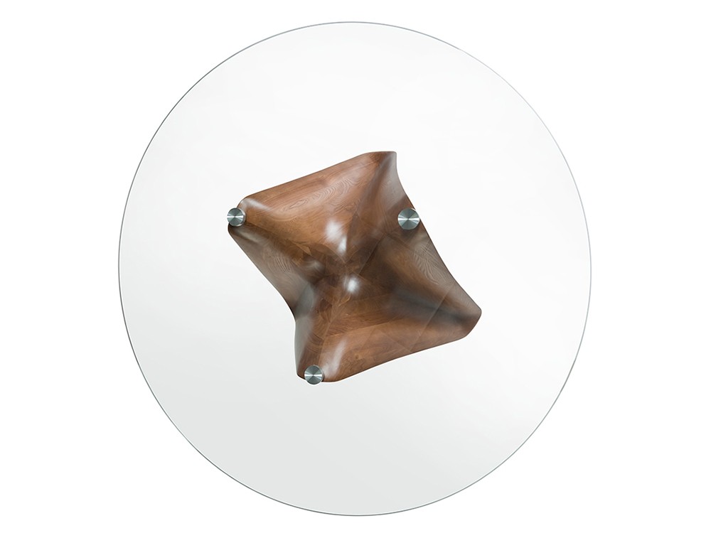 Mesa redonda de comedor Ángel Cerdá 1126 con sobre de cristal y patas de madera - 5