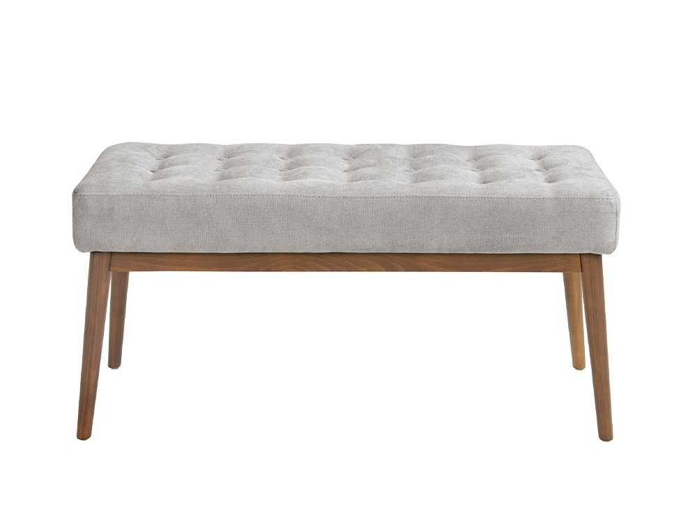 Descalzadora tapizada en textil gris claro con patas de madera Ángel Cerdá 5107 - 4