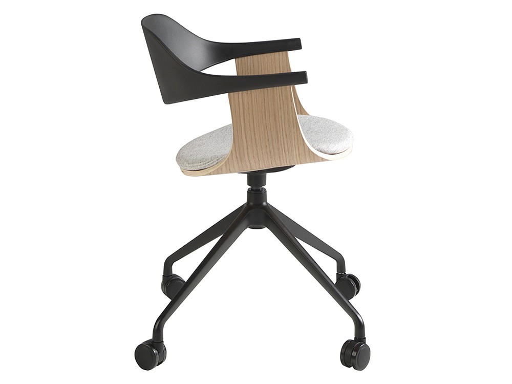 Silla oficina Ángel Cerdá 4130 giratoria con ruedas y tapizada en gris - 3