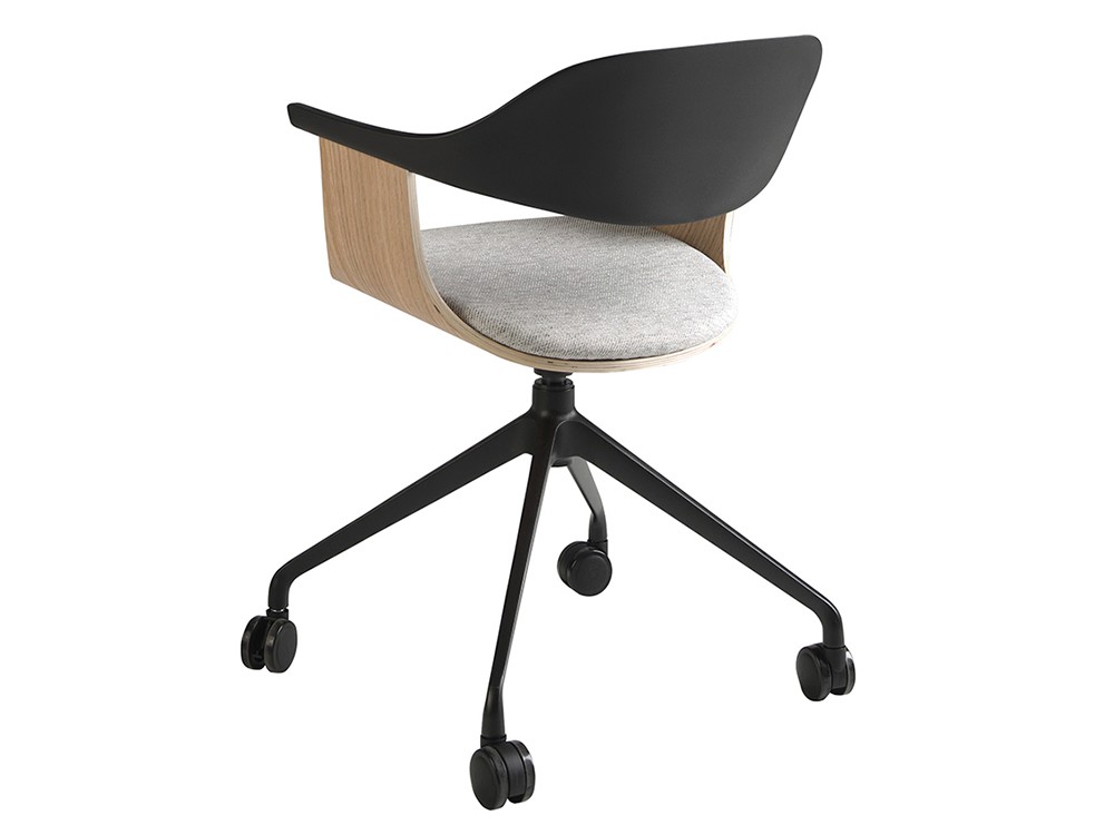 Silla oficina Ángel Cerdá 4130 giratoria con ruedas y tapizada en gris - 4