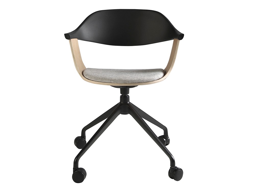 Silla oficina Ángel Cerdá 4130 giratoria con ruedas y tapizada en gris - 5