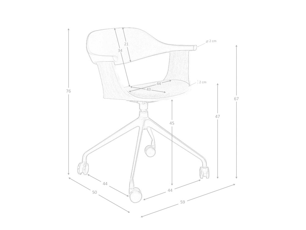Silla oficina Ángel Cerdá 4130 giratoria con ruedas y tapizada en gris - 7