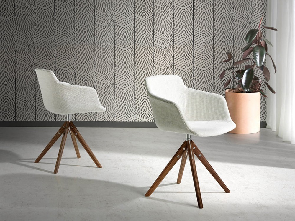 Silla giratoria Ángel Cerdá 4059 con patas de madera - 2