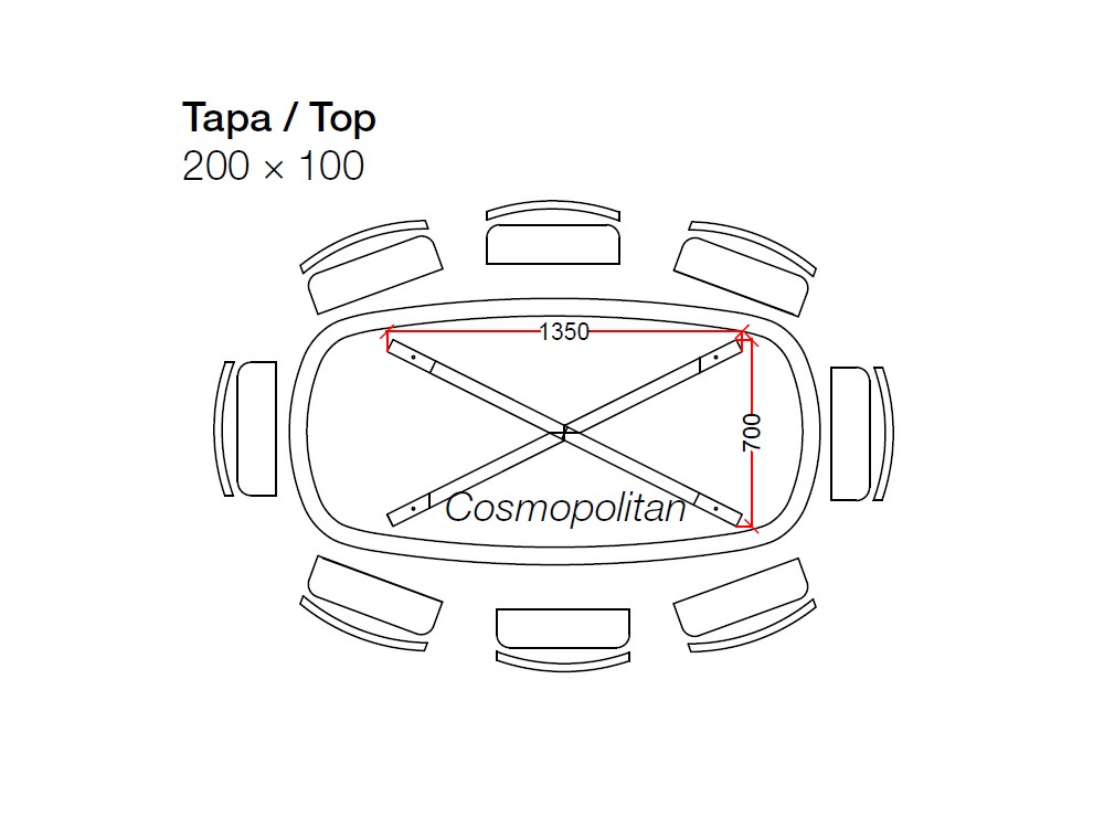 Mesa ovalada Cosmopolitan Glass Star Crossover de Devina Nais - 6