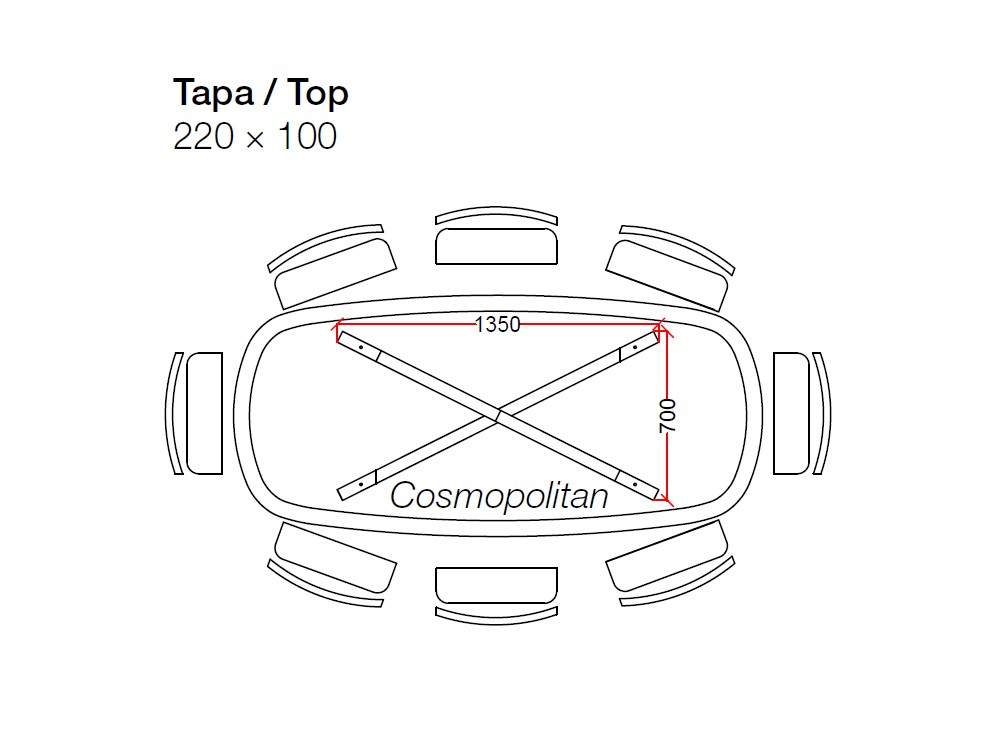 Mesa ovalada Cosmopolitan Glass Star Crossover de Devina Nais - 7