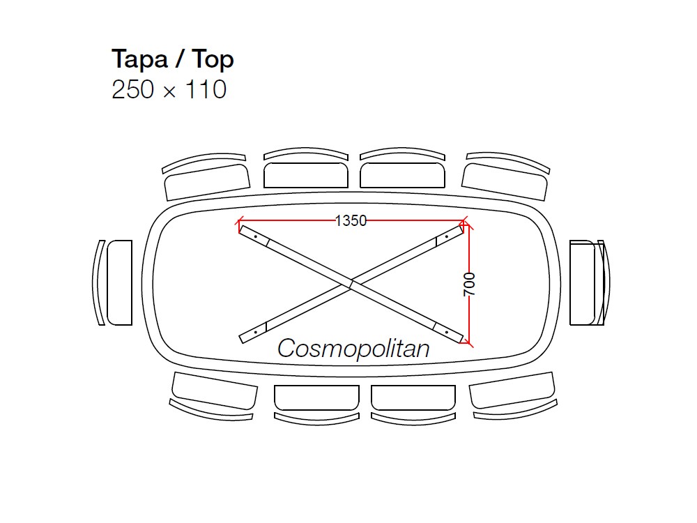 Mesa ovalada Cosmopolitan Glass Star Crossover de Devina Nais - 8