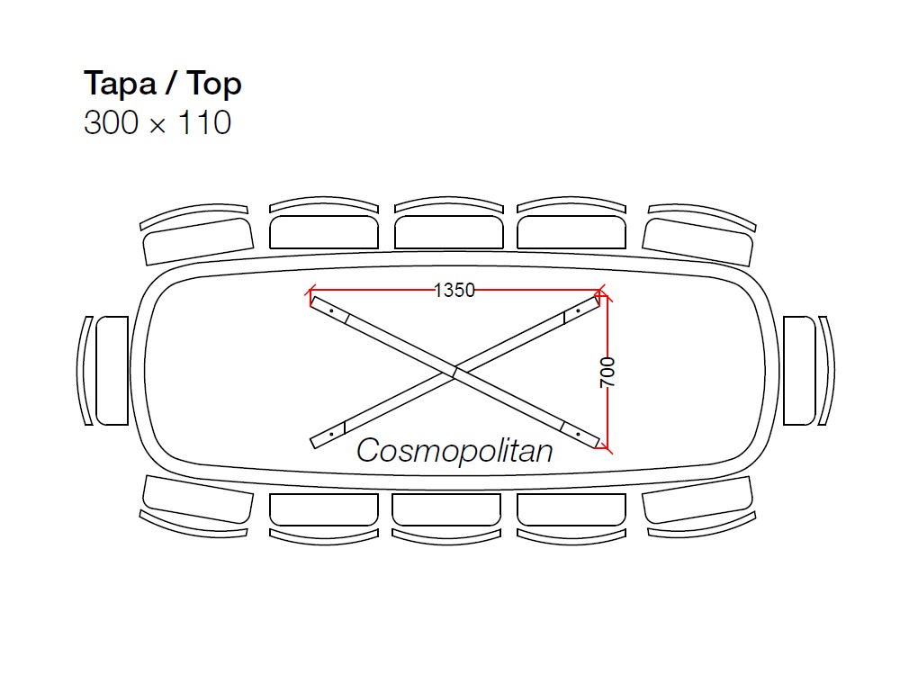 Mesa ovalada Cosmopolitan Glass Star Crossover de Devina Nais - 9