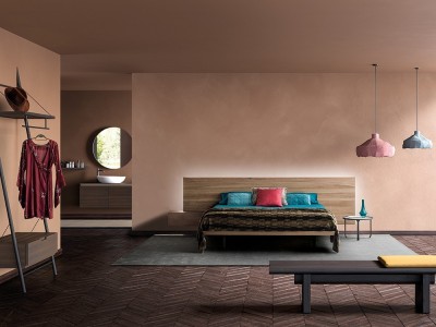 Cama con cabezal Zen suspendido Notte de madera de roble Devina Nais - 4