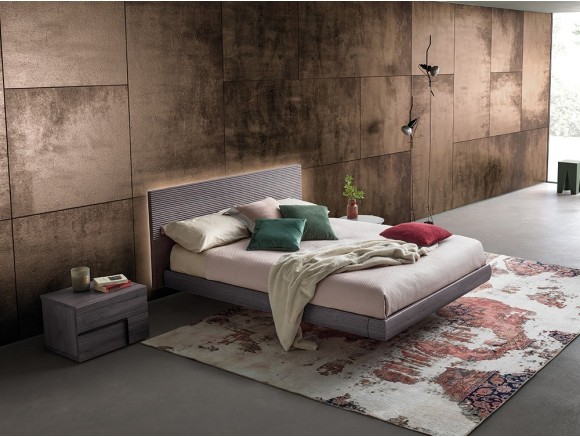 Cama suspendida con cabezal Zen Elegance en madera de Roble matérico Devina Nais - 1