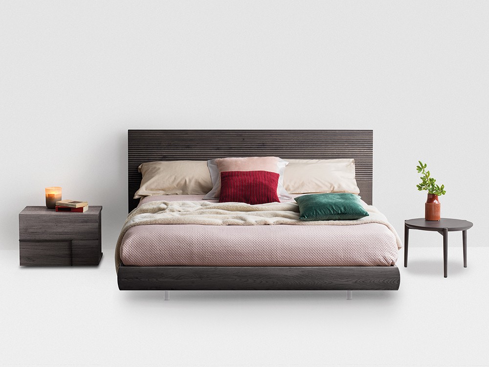 Cama suspendida con cabezal Zen Elegance en madera de Roble matérico Devina Nais - 2