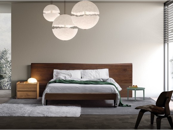 Cama con cabezal Zen corteza Zero.16 de roble matérico Devina Nais - 1
