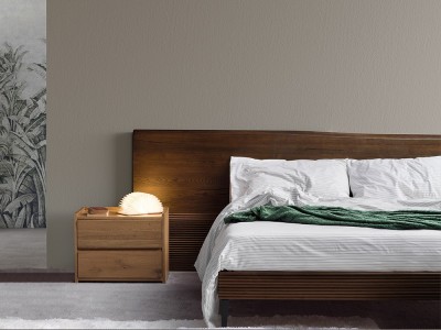 Cama con cabezal Zen corteza Zero.16 de roble matérico Devina Nais - 2