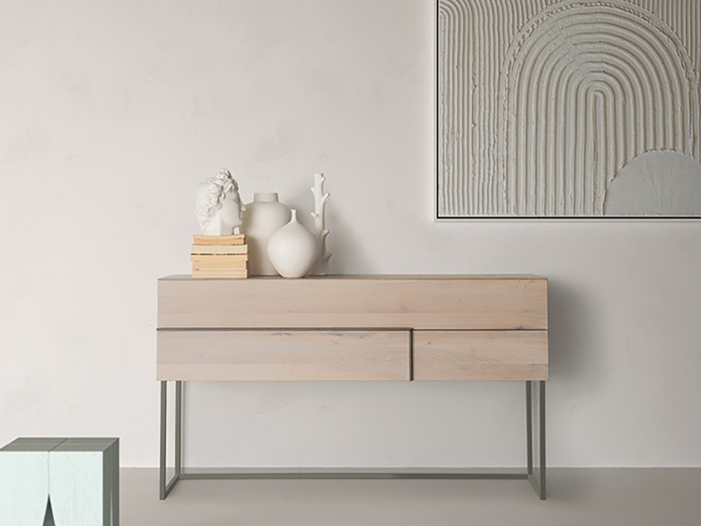 Cómoda dos cajones de roble matérico Nova Devina Nais - 1