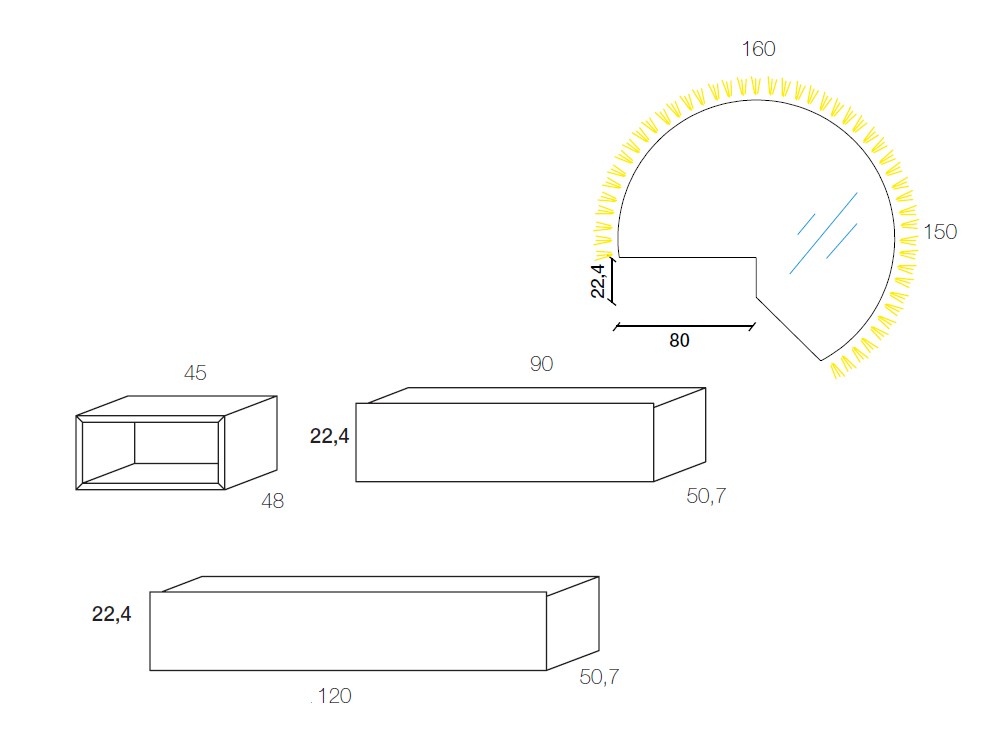 Tocador suspendido con espejo N01 notte Devina Nais - 4