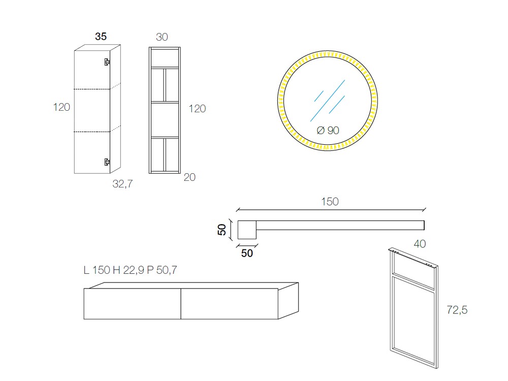 Mueble de baño suspendido de roble B11 Devina Nais - 7