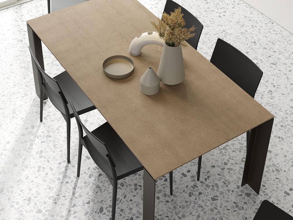 Mesa extensible Arch Wood con sobre en chapa natural Vive - 6