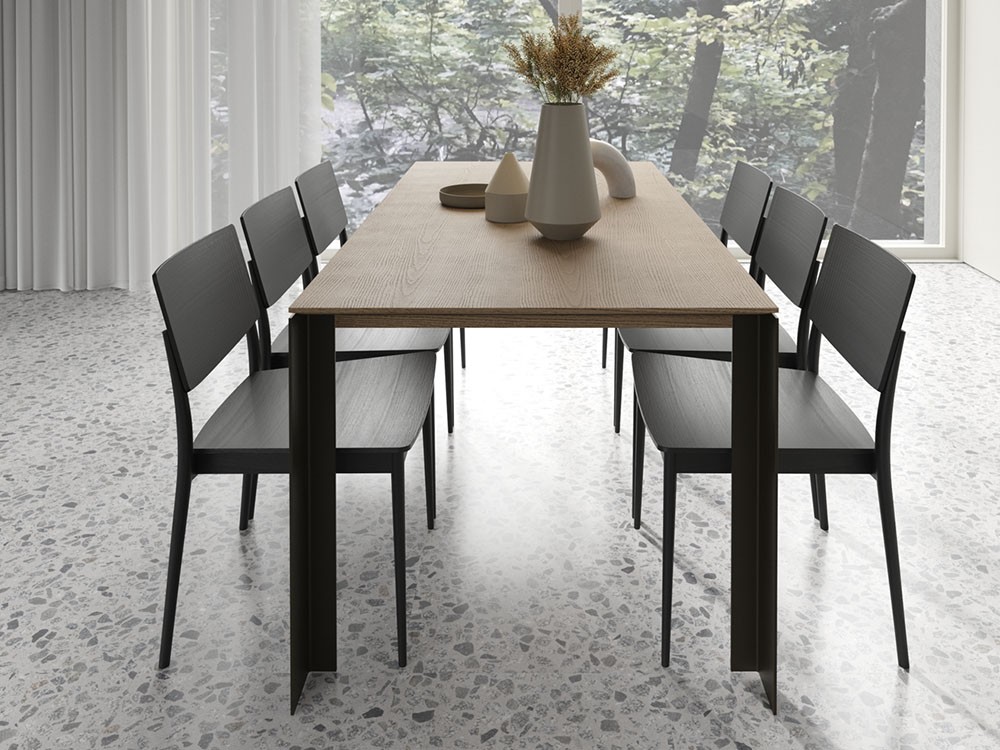 Mesa extensible Arch Wood con sobre en chapa natural Vive - 4