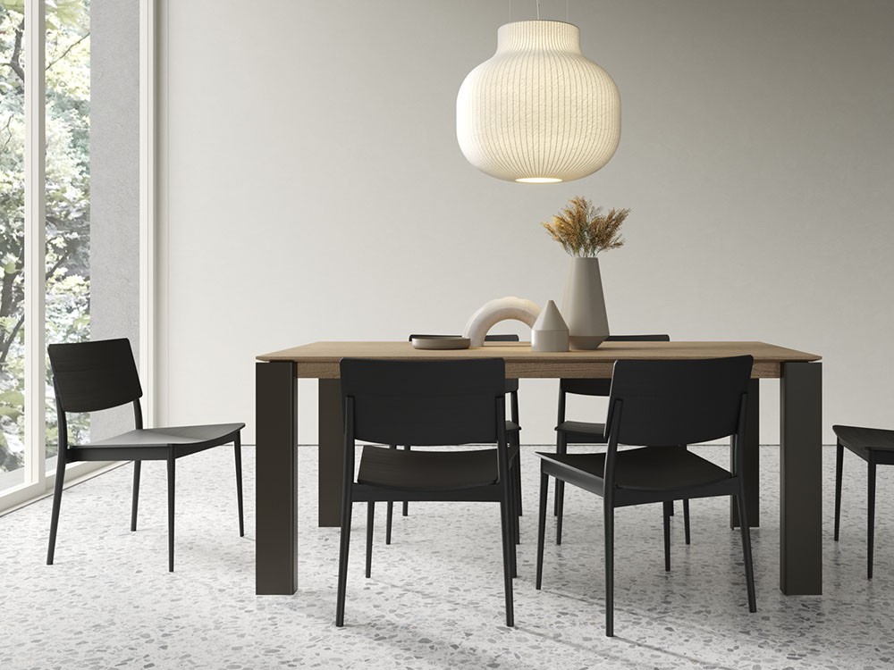 Mesa extensible Arch Wood con sobre en chapa natural Vive - 3