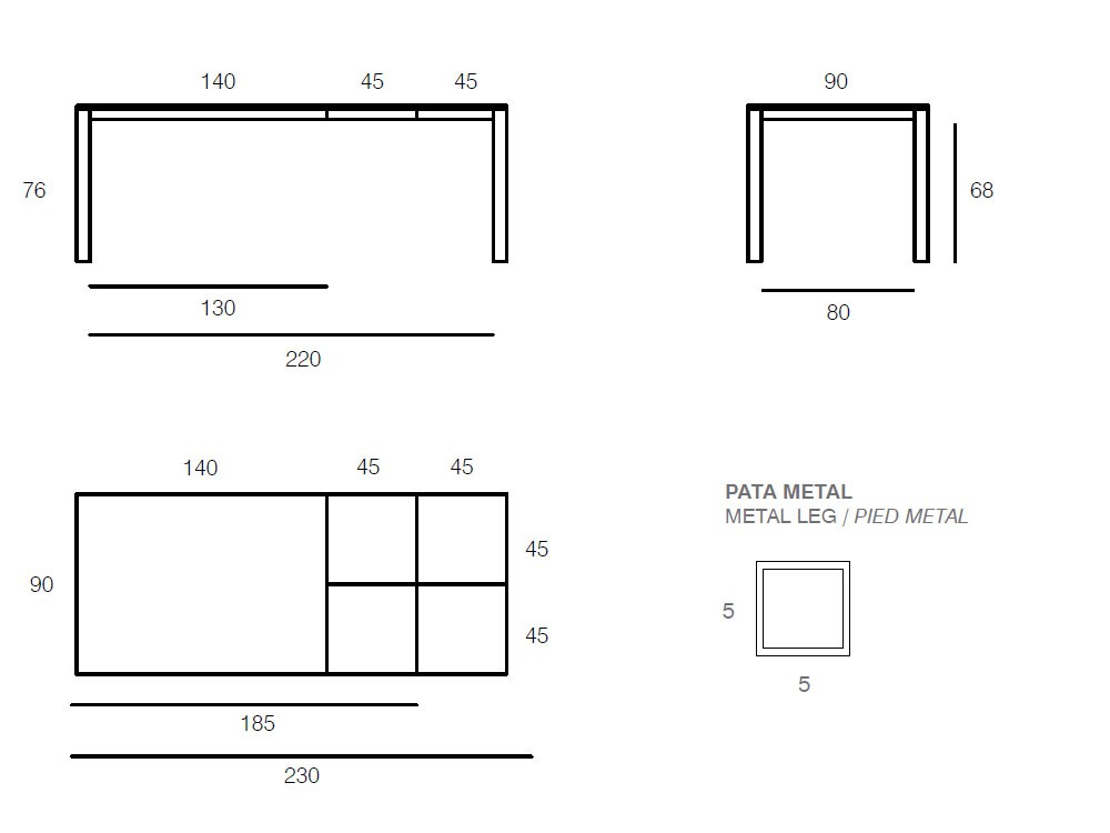 Mesa extensible Top Cristal