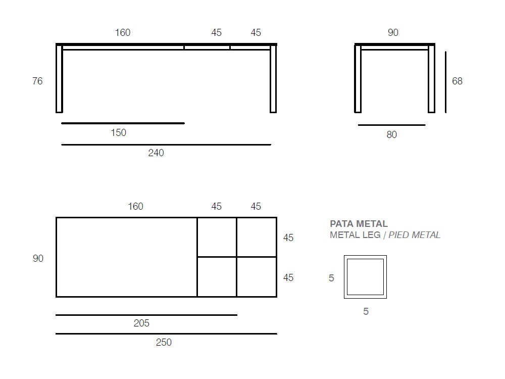 Mesa extensible Top Cristal
