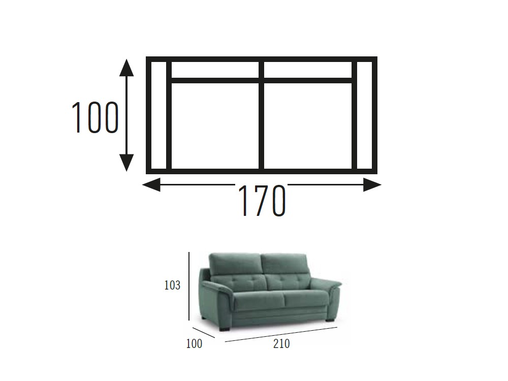 Sofá cama de apertura italiana con colchón de 18cm Vigo de Mopal - 6