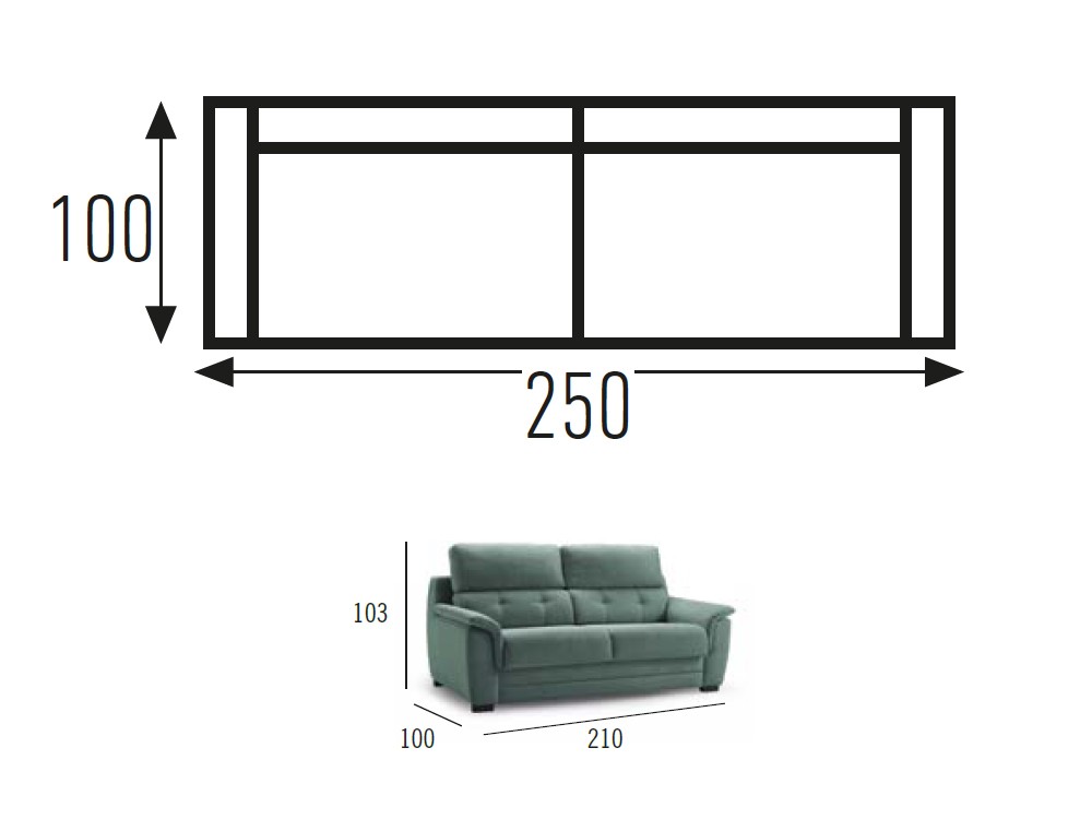 Sofá cama de apertura italiana con colchón de 18cm Vigo de Mopal - 9