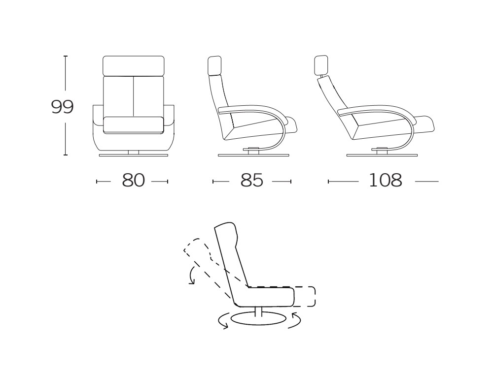Butaca de madera reclinable y giratoria Ciao Tajoma - 6
