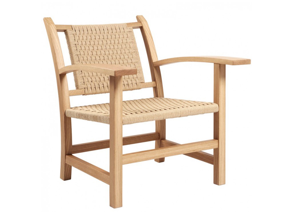 Butaca Torres Clavé 1934 de madera de roble barnizada y asiento tejido de fibras naturales Mobles 114 - 1