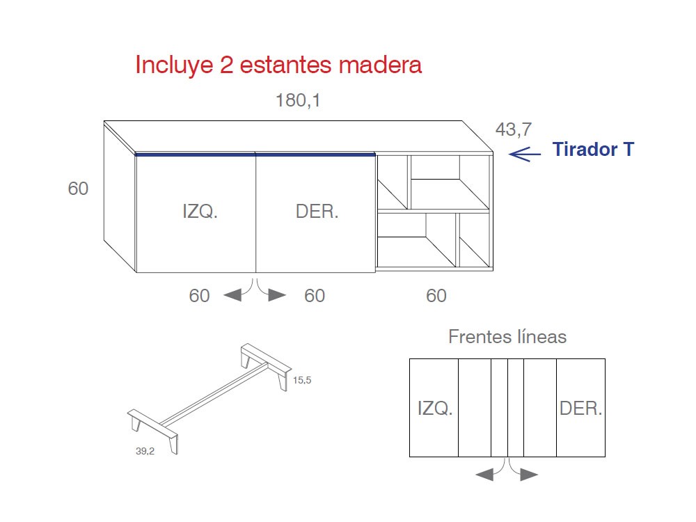 Aparador Frentes Lines espejo Compact 9 de Vive - 3