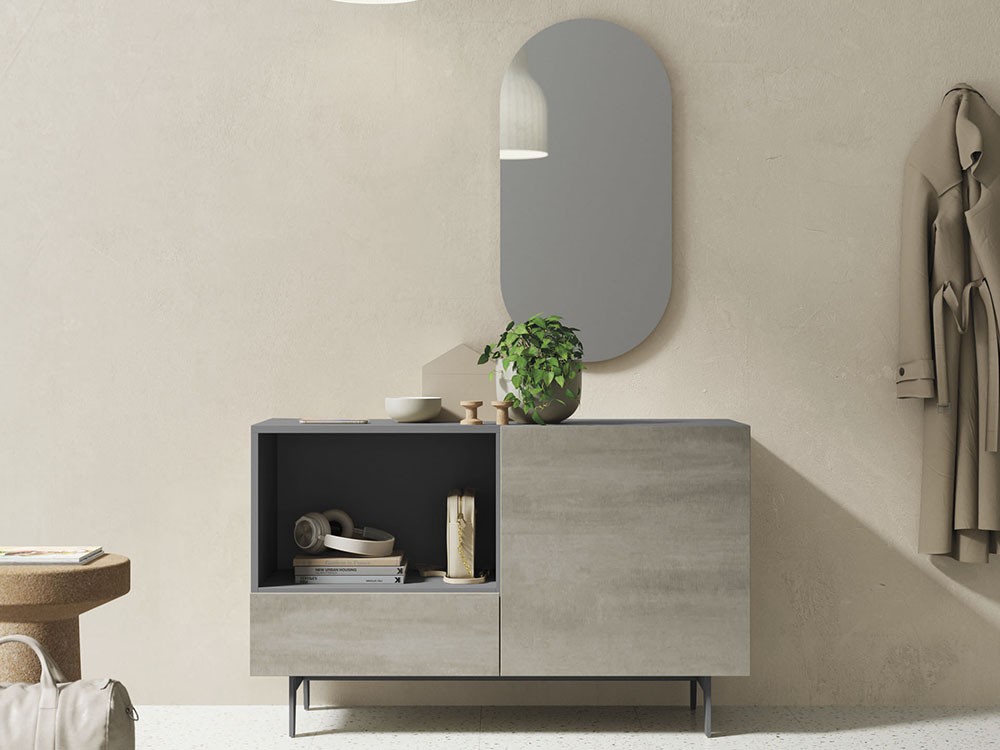 Mueble recibidor lacado con frentes porcelánicos Blaze Grey Compact 1 de Vive - 4