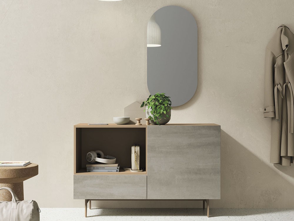 Mueble recibidor lacado con frentes porcelánicos Blaze Grey Compact 1 de Vive - 2
