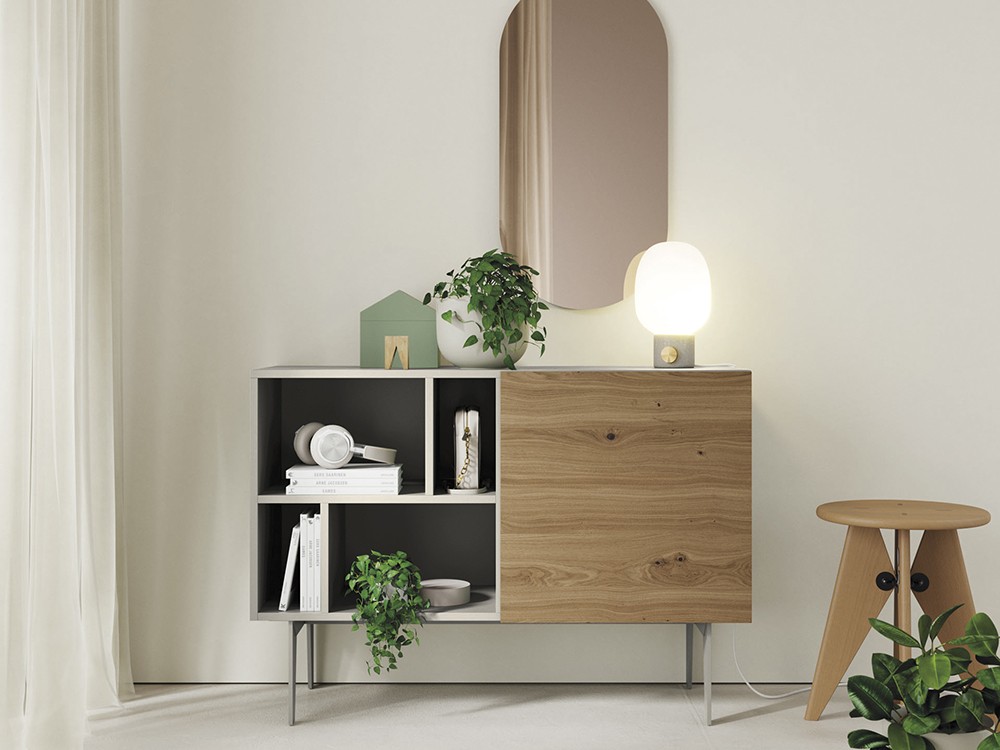 Mueble recibidor lacado con frente de chapa de Roble Tostado Compact 2 Vive - 3