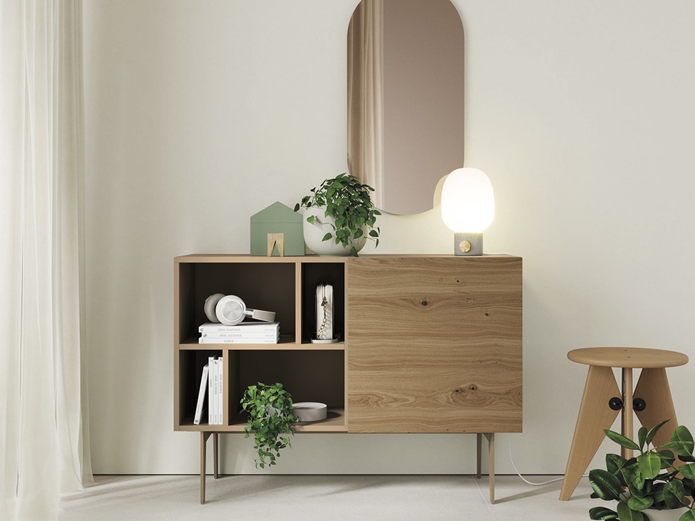 Mueble recibidor lacado con frente de chapa de Roble Tostado Compact 2 Vive - 8