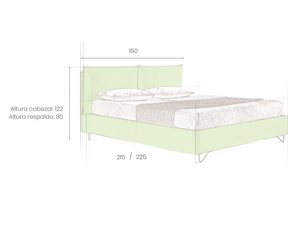 Cama tapizada en textil Addara de Acana Piel - 5