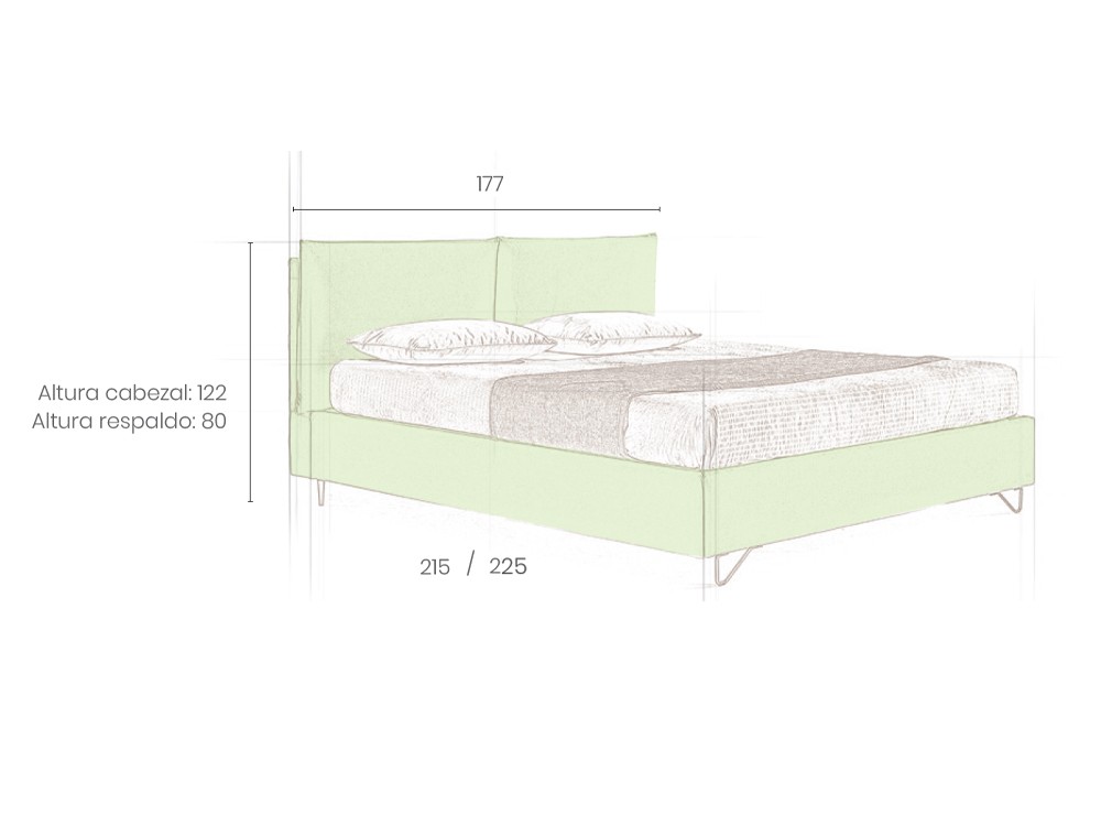 Cama tapizada en textil Addara de Acana Piel - 8