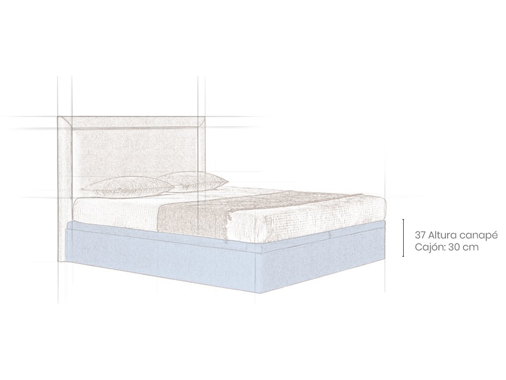 Cabecero tapizado vulcano con canapé con arcón Roma de Acana Piel - 8
