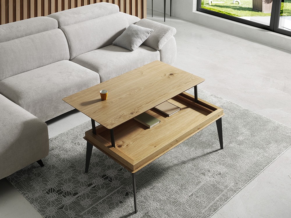 Mesa de centro elevable Kita en chapa natural de Indesan - 2