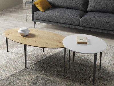 Mesa de centro Kepler ovalada en chapa natural o laca mate de Indesan - 2