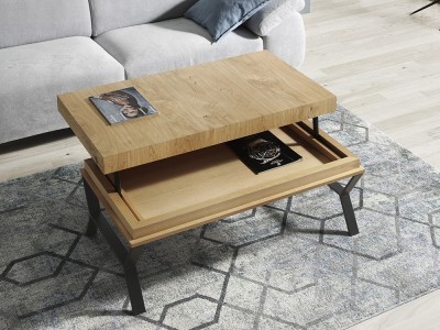 Mesa de centro elevable Zen en chapa natural o lacado de Indesan - 2